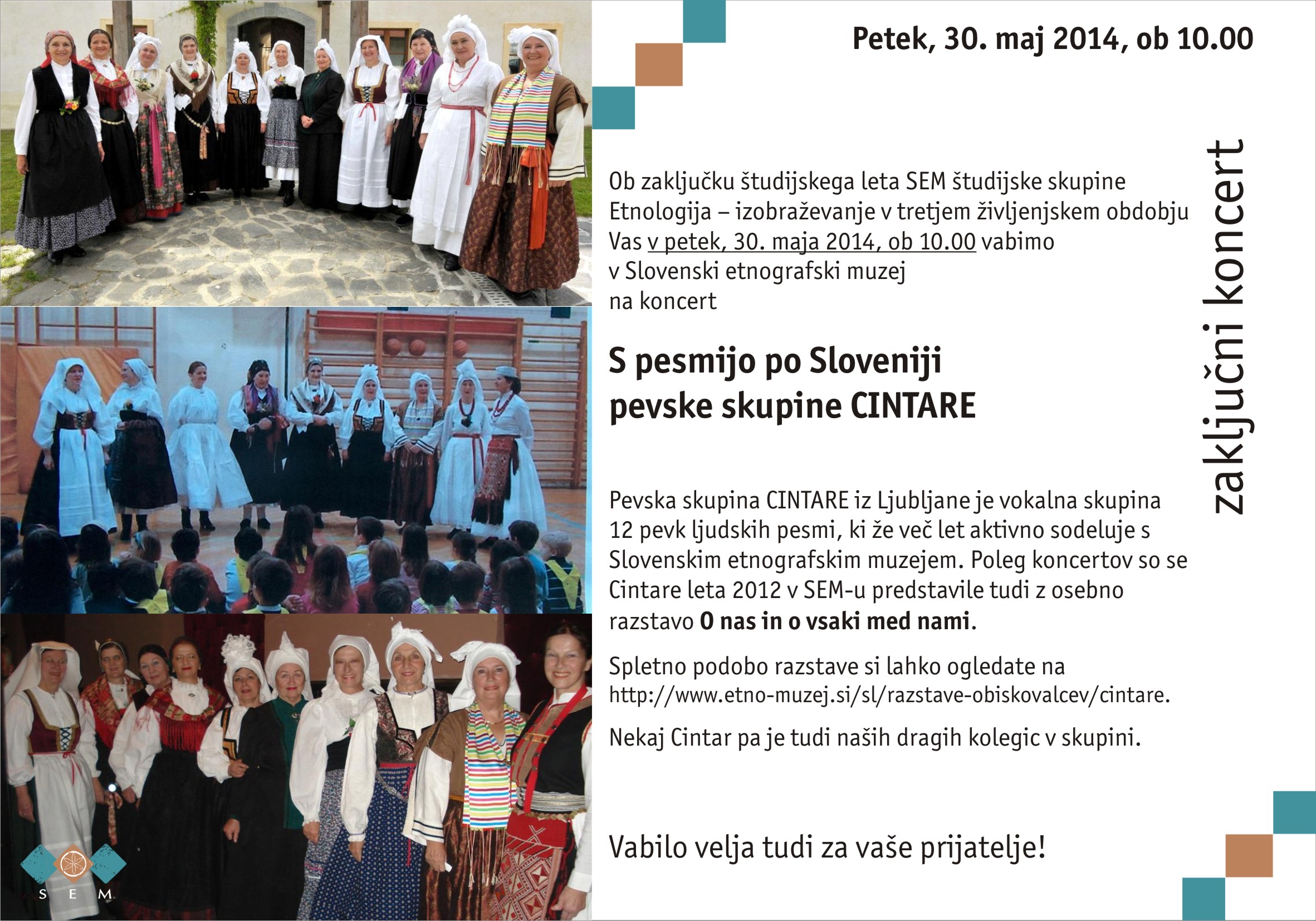 Koncert pevske skupine Cintare - VABILO