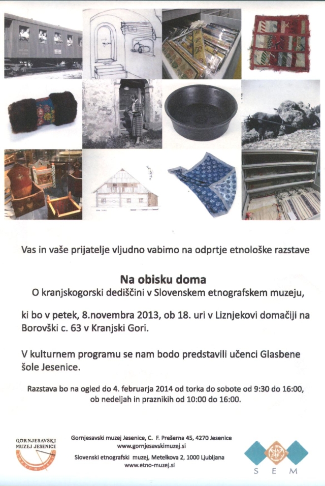 Vabilo na odprtje razstave Na obisku doma: o kranjskogorski dediščini v SEM v Kranjski Gori