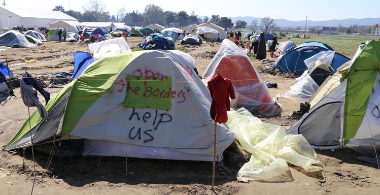 Pogled na šotore v begunskem centru Idomeni