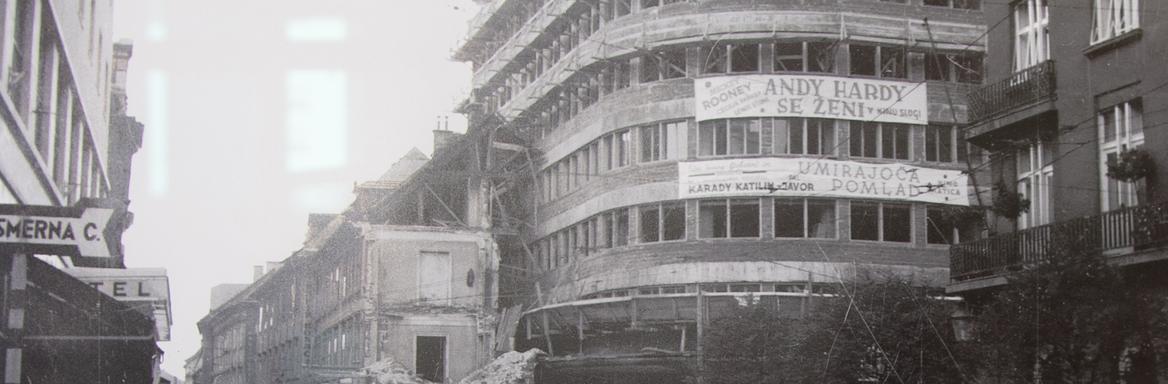 Gradnja palače Bata, Ljubljana, 1940 Foto: Peter Naglič