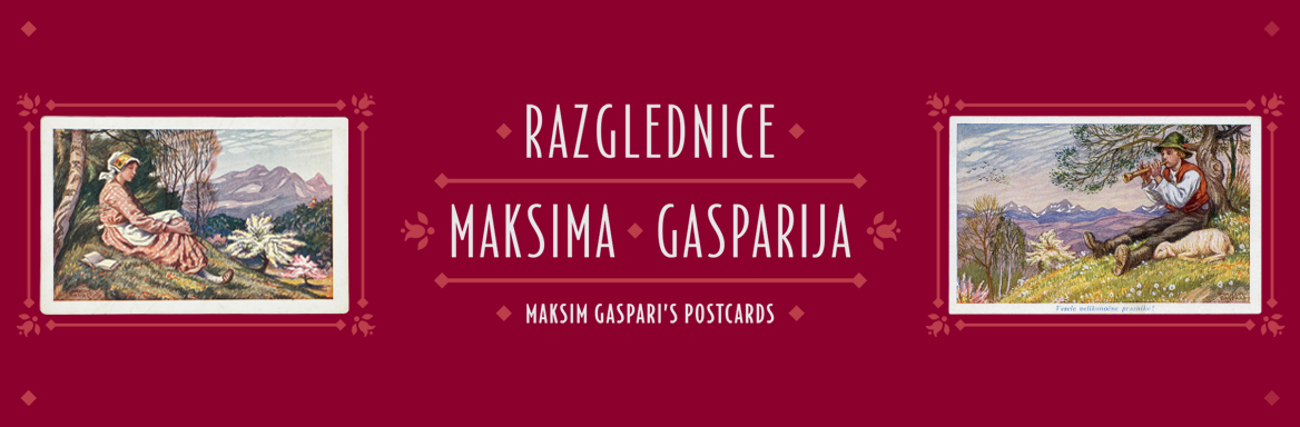 Razglednice Maksima Gasparija (Dekle s knjigo, 1922 in Pastirček, 1922)