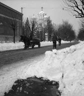 Zasnežena Prešernova cesta, Ljubljana, 1941, foto: Anton Šušteršič