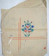 Štiribarvni cvetlični motiv, naslikan na trgovinski ovojni papir (foto: Andrej Dular)