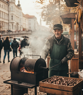  kreiraj etnološko fotografijo kostanjarja v Ljubljani