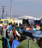 Pogled na šotore v begunskem centru Idomeni
