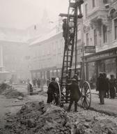 Gradnja tramvajske proge na Stritarjevi ulici, Ljubljana, 1934 Foto: Peter Naglič