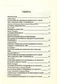 Prva stran kazala knjige Etnološki mladinski raziskovalni tabori v Beli krajini '85–'88