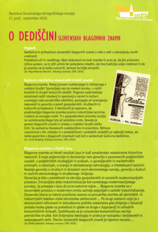 O dediščini slovenskih blagovnih znamk: [zloženka]