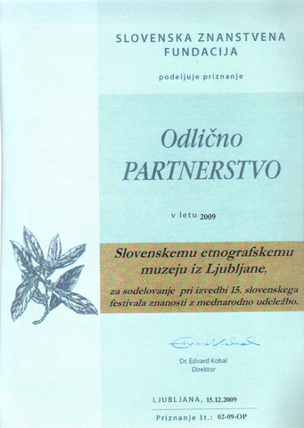 Priznanje za odlično partnerstvo 