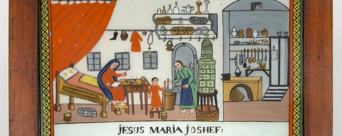 Sveta družina pri delu / The Holy Family at work. Selška delavnica / The Selca workshop, 19. stoletje / 19th century. Foto: Blaž Verbič.