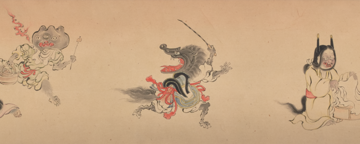 Pet nadnaravnih bitij yōkai, zvitek, obdobje Edo (1615 – 1868)