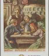 Razglednica: Maksim Gaspari, Vlivanje svinca, reprodukcija iz leta 2000, Originalni motiv založila Družba sv. Cirila in Metoda leta 1937.