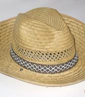 Poletni slamnik iz svetle svetleče slame Kot poletno pokrivalo ga je uporabljal ljubljanski obrtnik (kovinostrugar) do leta 1998 / Ljubljana / iz zbirke SEM / foto: J. Žagar. 