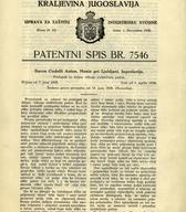 Patent Kraljevine Jugoslavije podeljen Codelliju za izum prenosa slike na daljavo, 30. 9. 1930